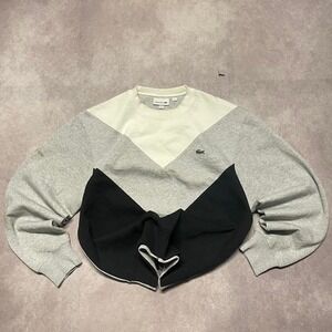 Y2K Lacoste Logo Preppy Crewneck Sweater Tri Tone